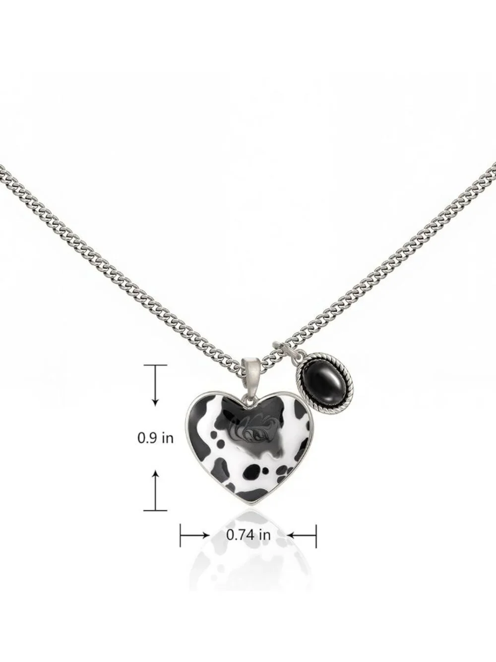 Women Silver Black Western Gold Plated Wrangler Heart Turquoise Pendant Necklace